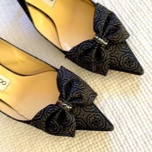 Jimmy Choo Black Gray Rhinestone Sling Back Sandal